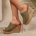 thumbnail image 7 of Rokment Peep Toe Platform Wedge Slides Sandals for Women Ladies Fashion Casual Suede Chunky High Heels Dress Slip on Cork Footbed Summer Shoes AG Size 6, 7 of 7