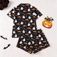 thumbnail image 4 of TGPMGRZ Womens Halloween Pjs Festive Button Down Shirts Matching Pj Shorts Halloween Themed Pajamas, 4 of 9