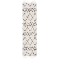 SAFAVIEH Pro Lux Marcus Geometric Shag Runner Rug, Cream/Blue, 2'6" x 10'