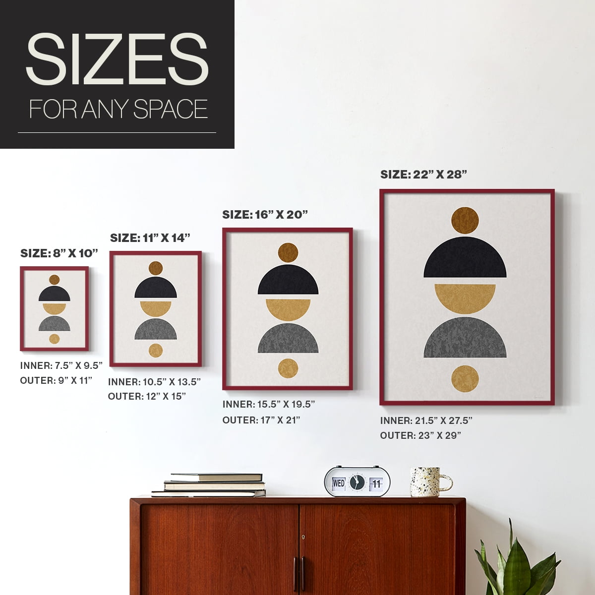 Shapely Center in Red Solid Wood 8 x 10 Framed Print