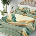 thumbnail image 3 of Ambesonne Lake Fitted & Top Sheet Set with Shams, Pastel Rising Mountains Art, Seafoam Peach and Amber, 3 of 5