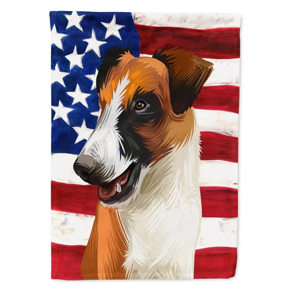 Fox Terrier Smooth Dog American Flag Flag Canvas House Size