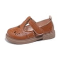 thumbnail image 2 of Fozruso The Girl's Solid Color Adjustable Soft Soled Small Leather Shoes And Casual Shoes Are Suitable For Any Occasion,Sizes 9.5 Little Kid 3-3.5 Years(Brown), 2 of 5