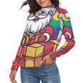 thumbnail image 2 of Santa Claus With Gift Women's Turtleneck Sweater Long Sleeve Ribbed Fitted Turtle Neck Casual Fall Winter Collection Top 2XL, 2 of 4
