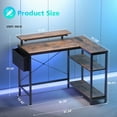 thumbnail image 6 of Eunon 42" Gaming Desk with LED Lights Small L Shaped Desk with Power Outlets Monitor Stand Corner Computer Desk,Rustic, 6 of 8