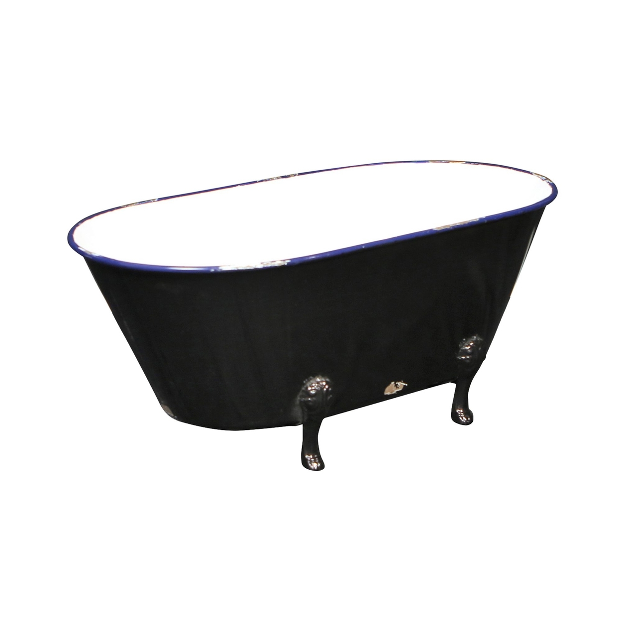 Metal Lacquered Navy Blue and Black Tub Decor Large
