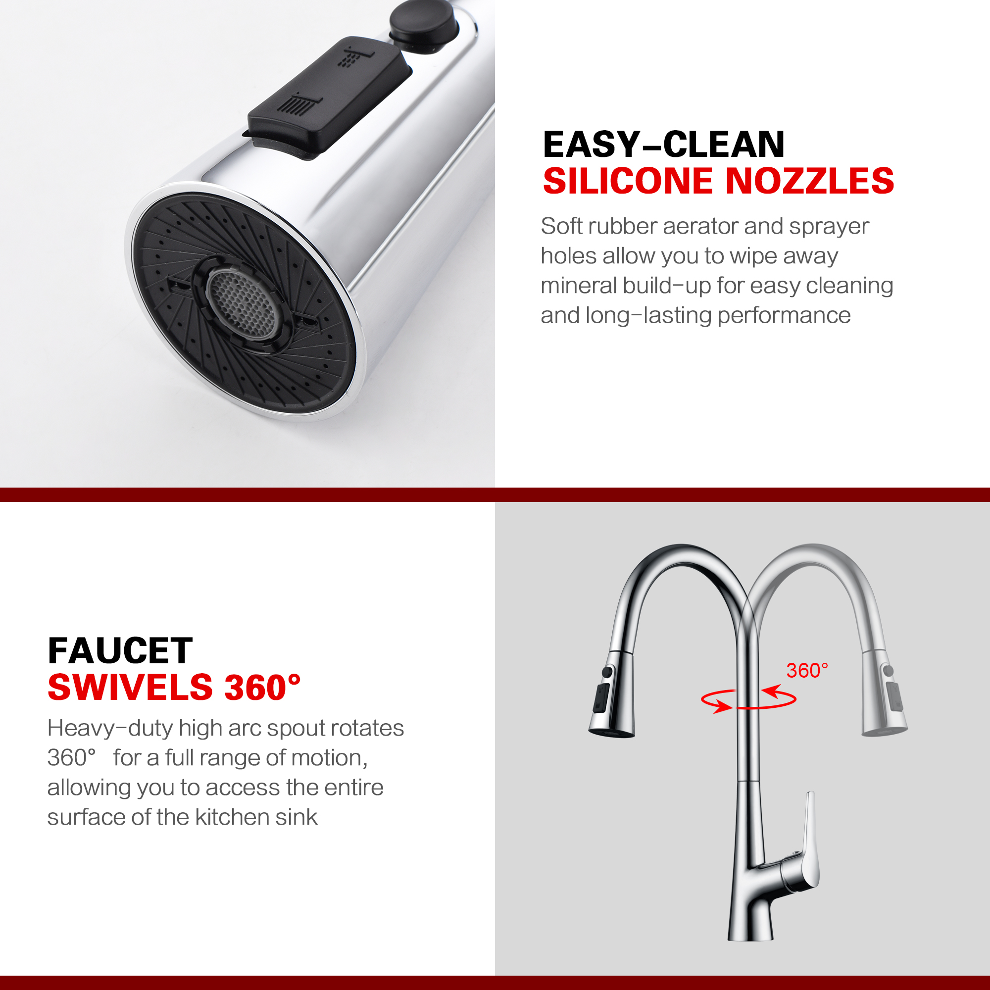 sumerain Touchless Pull Down Kitchen Faucet Hands-Free Motion Sensor Single Hole Kitchen Sink Faucet Chrome