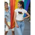 thumbnail image 2 of Happy Pride Bubblegum Text T-Shirt Women -Smartprints Designs, Female x-Large, 2 of 4