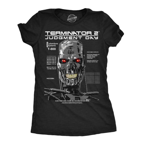 Womens Funny T Shirts T 800 Endo Skull Awesome Terminator 2 Movie Tee For Ladies Womens Graphic Tees