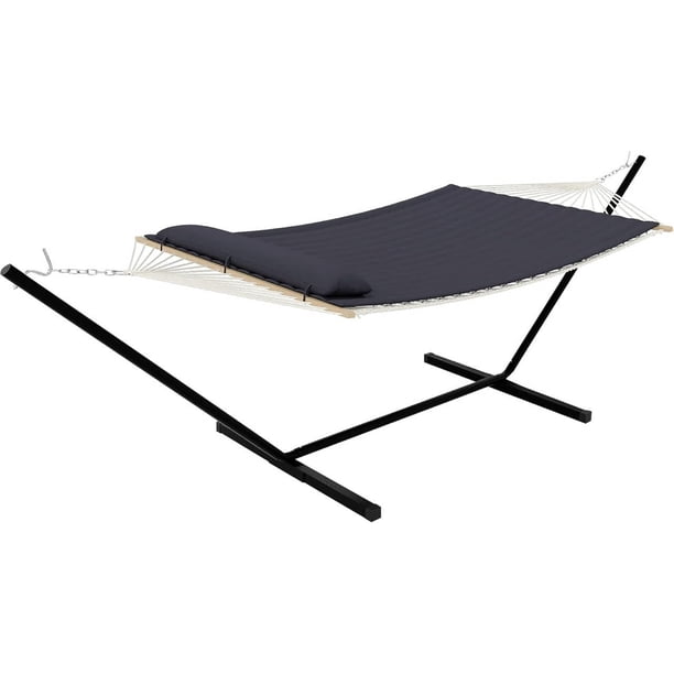 Gris oscuro (flat) 2 - person hammock suite con collapsible steel frame - ideal para para backyard y camping (450lb support, uv - resistant, comes con almacenamiento bag)