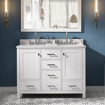 Pre-Assembled Bathroom Vanity Set with White Quartz Countertop&Back Splash (Green, 48 Inches, Double Sink)