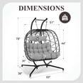 thumbnail image 5 of RADIATA Double Hanging Egg Chair with Stand and 5" Cushions, 2-Person Wicker Swing Chair, 690 lb Weight Capacity, Indoor Outdoor Patio Loveseat, Light Gray, 5 of 11