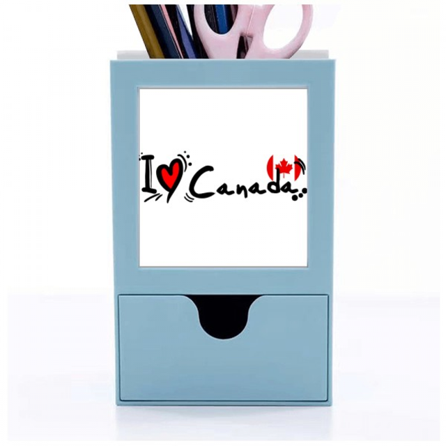 I Love Canada palabra bandera amor corazón ilustración Tarjeta de clip de pluma del gestor de suministros de oficina