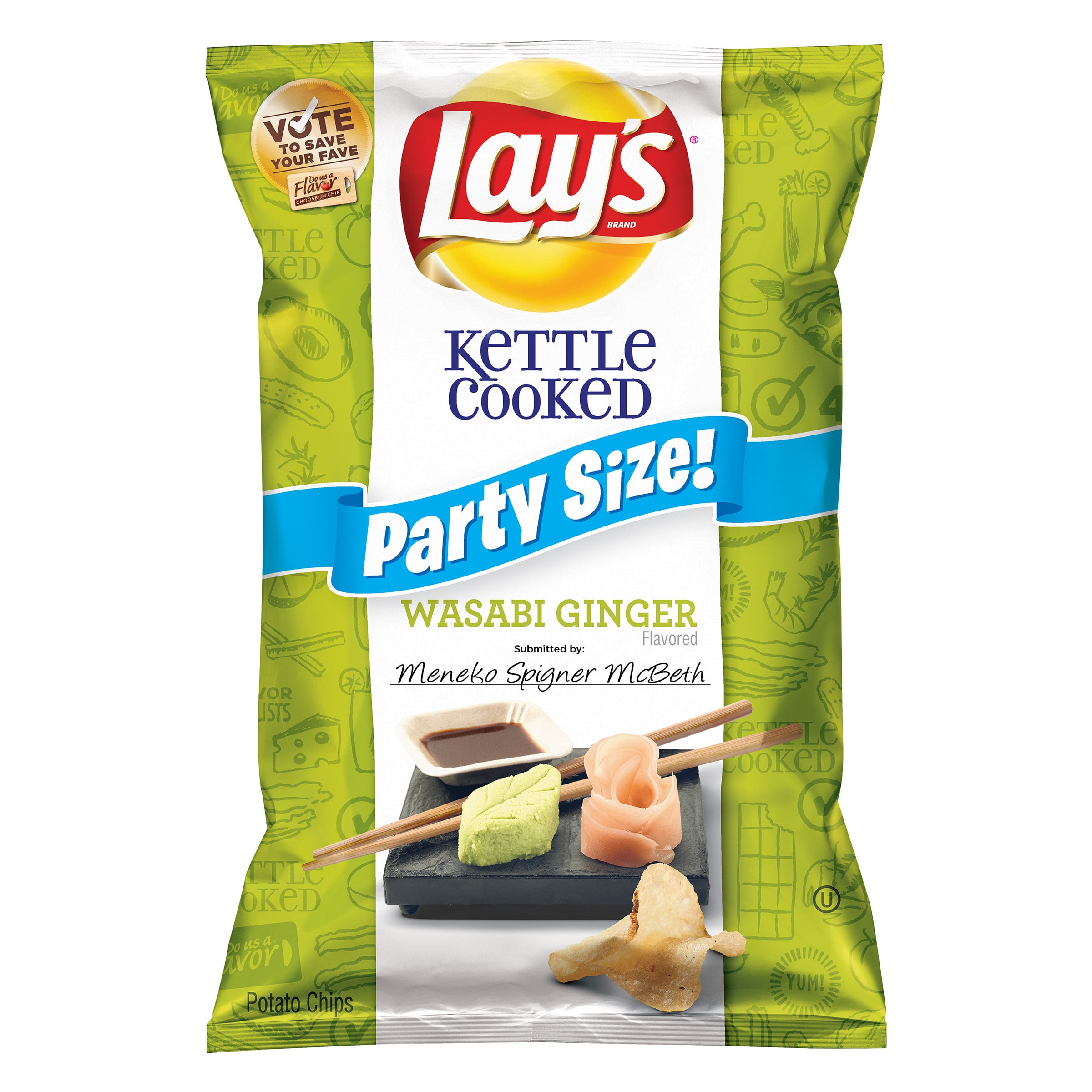 Lay's Kettle Cooked Wasabi Ginger Potato Chips Party Size!, 14 Oz