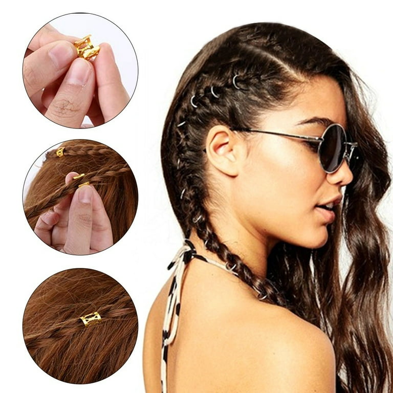ODOMY Hair Braids Beads, Aluminum Hair Cuffs for Braiding and