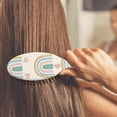 thumbnail image 4 of Floral Aesthetic Hair Brush with Geometric Boho Pattern, Soft Cushion Paddle Brush for Thick Curly Straight Hair, Artistic Design Gift Comb, 4 of 7