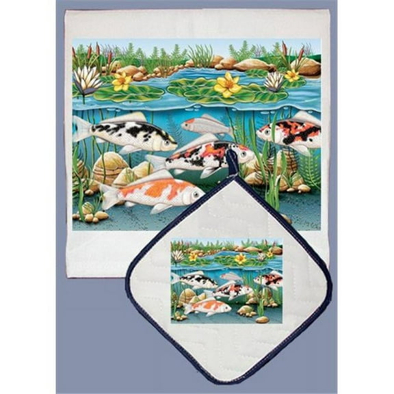 Pipsqueak Productions DP806 Koi Dish Towel And Pot Holder Set