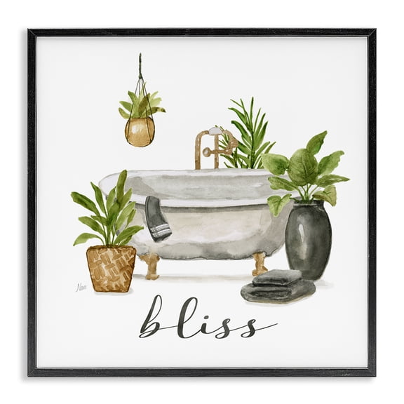 Stupell Industries Bohemian Bliss Various Potted Plants Black Framed Giclee Art, 24 x 24, by Nan