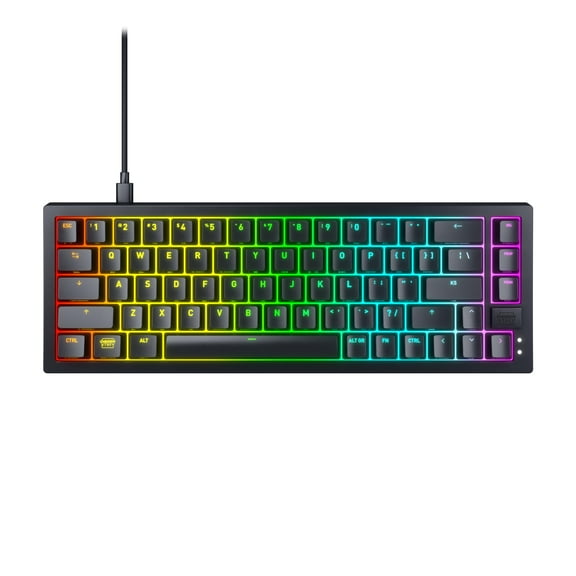 Cherry Xtrfy K5V2 Compact, Mechanical Gaming Keyboard in 65% Format US Layout Hot Swappable, CHERRY MX2A RED Switches (Black)