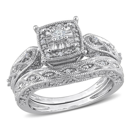 Miabella Women's 1/5 Carat T.W. Diamond Infinity & Filigree Bridal Set in Sterling Silver