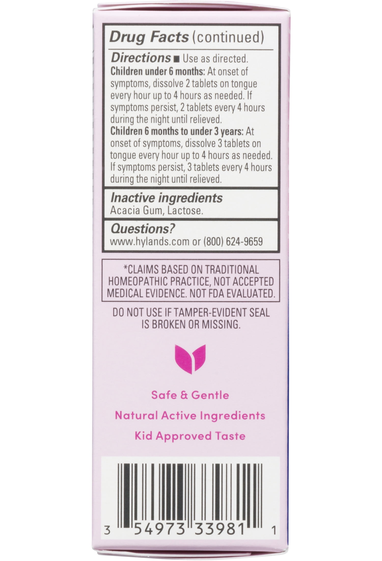 Hyland's Baby Oral Pain Relief Nighttime with Chamomile, 125 Quick-Dissolve Tablets