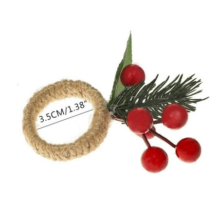 

[Clearance sale!] Napkin Rings Christmas Table Decoration Artificial Pine Needle Towel Rings Napkin Holder Xmas New Party Party Dinner Table Decor