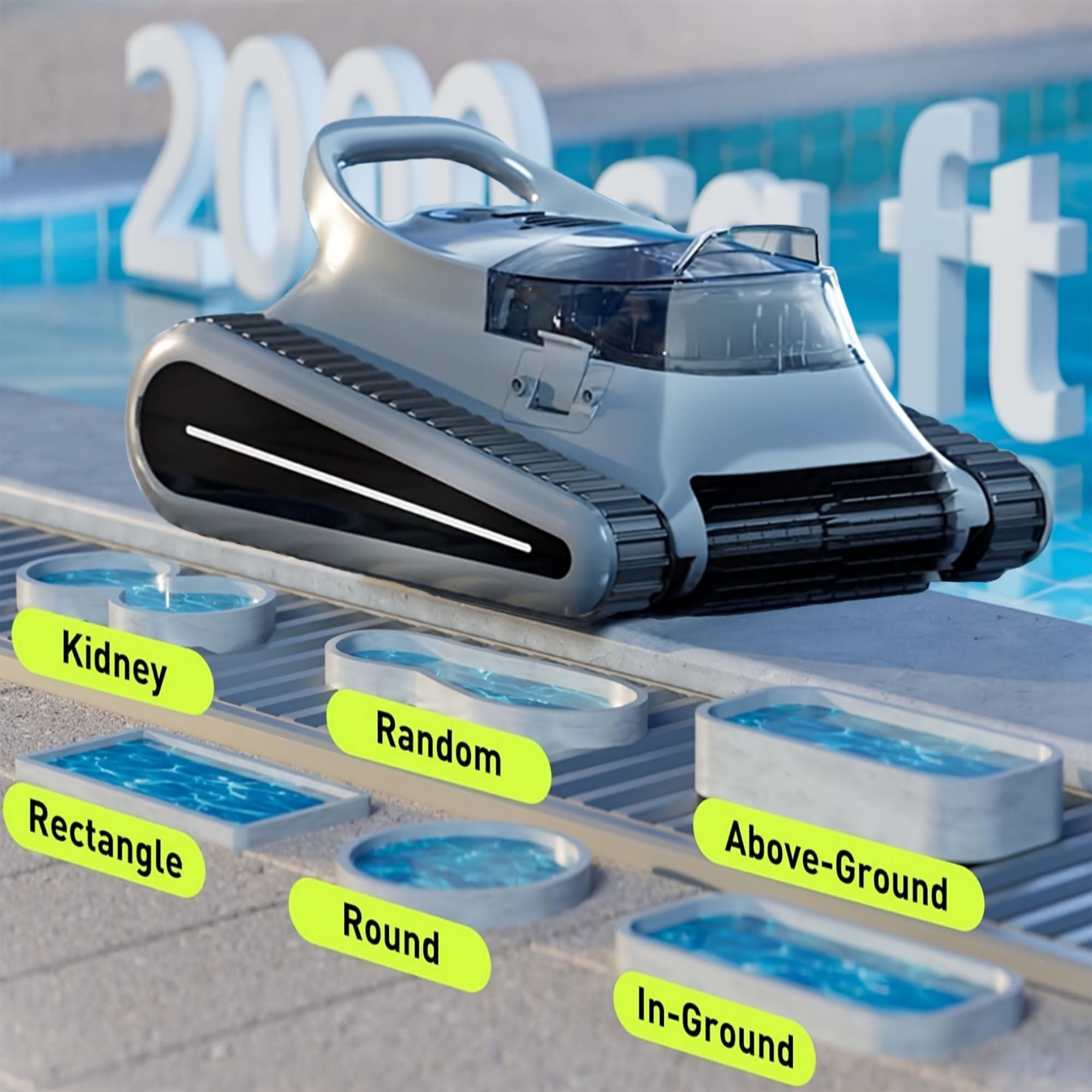 ZAMSLVRH Cordless Robotic Pool Cleaner with Brushless Motor, Smart Navigation, Dual-Filter System & 150-Min Runtime for In-Ground and Above-Ground Pools