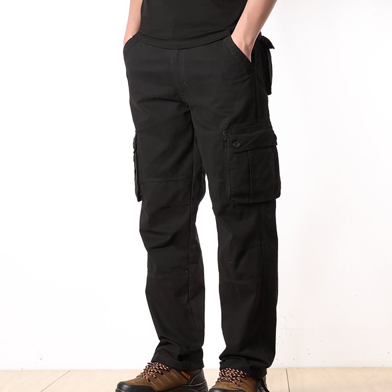 ZXHACSJ Men's Casual Mid Waist Solid Color Multi Pockets Outdoor 