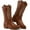 Brown, variant on Ecetana Cowboy Boots for Womens Chunky Heel Wide Calf Western Cowgirl Boots