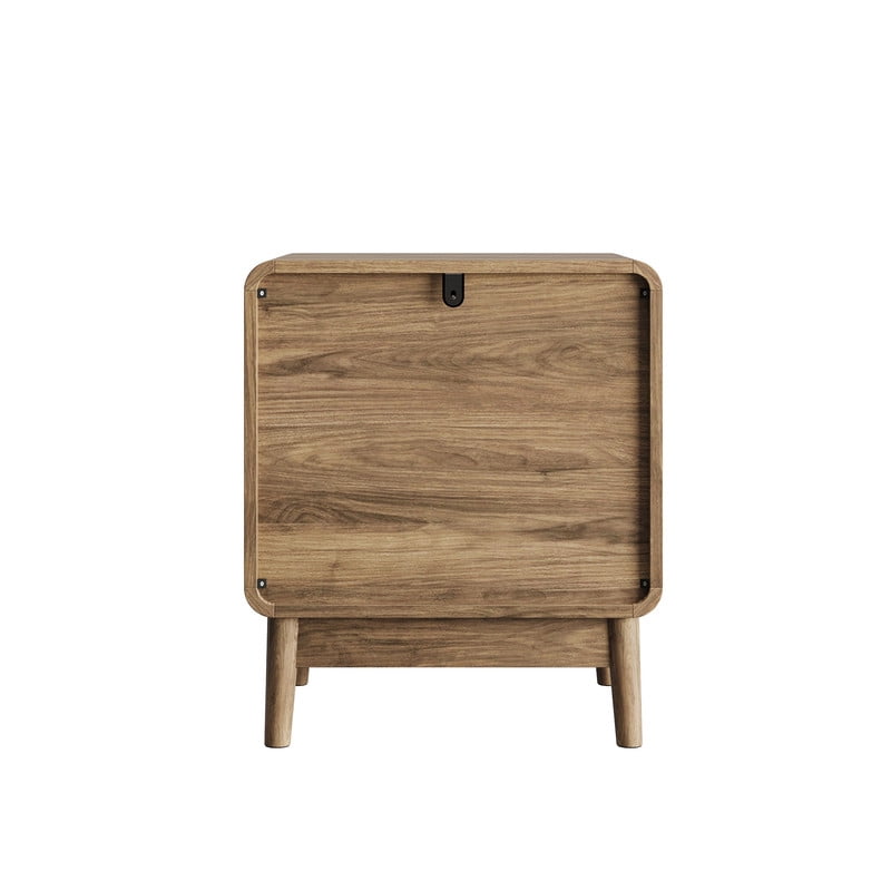 1-Piece Wooden Nightstand with 2 Drawers & 2 Handles, Bedside Storage Table Small Cabinet with 4 Legs