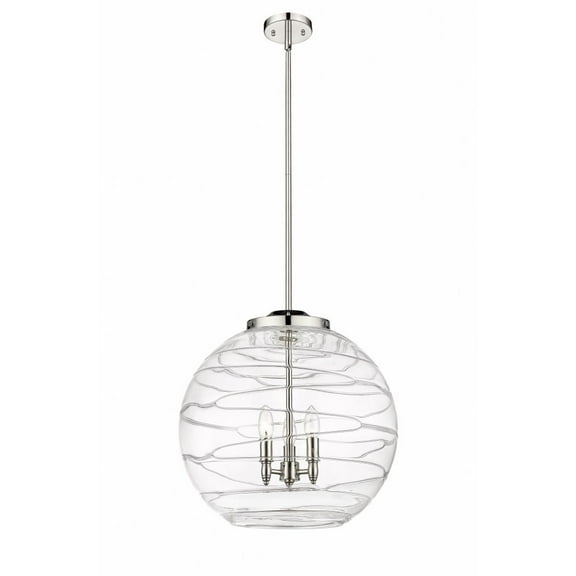 221-3S-PN-G1213-18 Innovations Lighting Athens Deco Swirl - 3 Light Pendant In Industrial Style-19.5 Inches Tall and 17.88 Inches Wide-Polished Nickel
