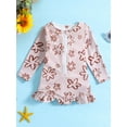 thumbnail image 2 of Bagilaanoe 1-5T Baby Girl One Piece Swimsuits Kids Zipper Rush Guard Swimshirts Quick Dry Long Sleeve Swim Shirt Toddler Swimwear Bathing Suit Ruffled Beachwear, 2 of 8