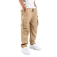 thumbnail image 2 of OOOUM Kids Cargo Pants Casual Loose Straight Leg Pants Solid Lightweight Bottoms With Side Pocket Beige, 2 of 8