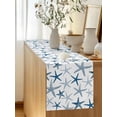 thumbnail image 5 of Summer Marine Life Table Runner, Watercolor Blue Starfishes Ocean Landscape Cotton Linen Kitchen Table Decoration Washable Dining Tabletop Runners for Home Party Decor 16x72 Inches, 5 of 9