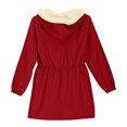 thumbnail image 4 of IVEYRTF Winter Girls Faux Fleece Hooded Coat Long Sleeve Top Outerwear Warm Jacket for Big Kids Youth Toddler Childrens Wear Soft Lined Breathable Thick Comfortable(Red,7 Years), 4 of 9