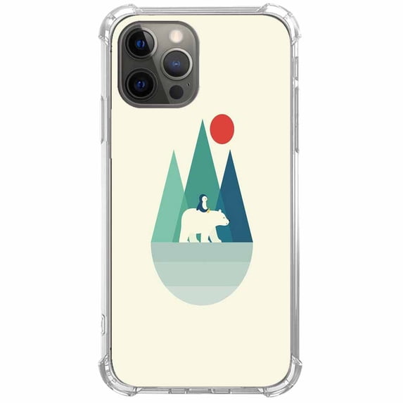 Polar Bear and Penguin Case for iPhone 14 Pro Max,Aesthetic Art Design Pattern Soft TPU Bumper Case Cover