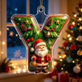 thumbnail image 5 of romoty Personalized Initial Christmas Tree Letter Ornaments, Pine Needle Santa Claus Pendants, 2D Flat Acrylic Monogram Xmas Decor, 5 of 6