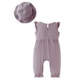thumbnail image 4 of CAICJ98 Newborn Baby Girl Summer Clothes One Piece Jumpsuits Clothes Ruffle Short Sleeve Rompers with Hat Baby Girl Outfit Sets (9-12 Months,Purple), 4 of 7