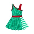 thumbnail image 4 of MSemis Christmas Elf Costume for Girls Sequins Figure Ice Skating Dance Ballet Leotard Tutu Dress Green 14, 4 of 5