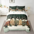 thumbnail image 3 of Feelyou Christmas Eve Bedding Comforter Set 7pcs, Cabin House King Bedding Sets, Winter Snow Snowflake Reversible Bed Sheets, Breathable Home Decor, 3 of 8