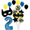 Batman Party Supplies 2nd Birthday Bat Mask and Emblem Balloon Bouquet Decorations