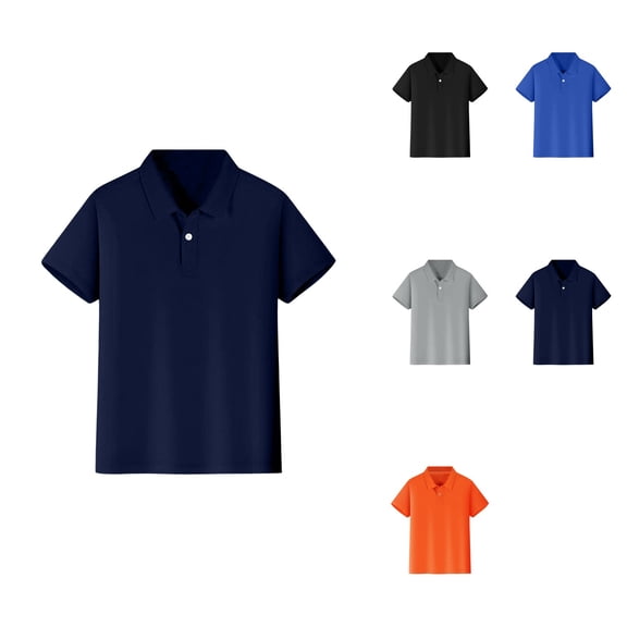 Kids Boys Girls Short Sleeve Polo Shirt with Button Closure, Comfortable Soft Pique Fabric for School Uniform
