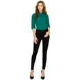 thumbnail image 5 of Made by Johnny Women's 3/4 Sleeve Tailored Button Down Shirts M HUNTER_GREEN, 5 of 6