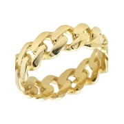 Real 10K Yellow Gold Men's Ladies Solid Miami Cuban Link Ring Band 7mm
