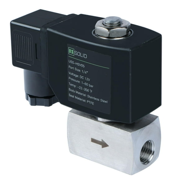 U.S. Solid High Pressure Electric Solenoid Valve 20-60 bar DC 12V Stainless Steel 1/4 inch