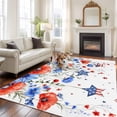thumbnail image 3 of 4th of July 5'x8' Area Rug for Living Room, Red Blue Floral Independence Day Stars Butterflies Washable Non-Slip Rugs for Bedroom Nursery Dining Room, Low-Pile Kitchen Carpet Large Entryway Rugs, 3 of 9