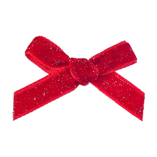 Cameland Ribbons Glitter Velvet Ribbon Bow Christmas Decoration Mini Bow For DIY Christmas Tree Christmas Wreath Gift Bag Suitable For Festival Wedding Party Decoration