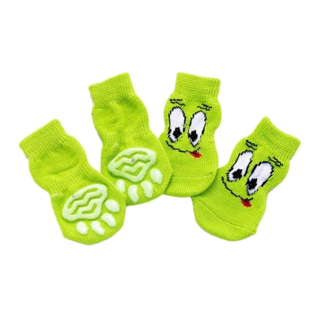 Calcetines tejidos antideslizantes 4pcs para ropa de mascotas Yuyangstore Calcetines protectores Puppy Paw