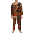 thumbnail image 3 of Naloa Cat Dog Friendship Men’s Pajamas Set - Long Sleeve Button Down Sleep Shirt and Pajama Bottoms Sleepwear Set-Large, 3 of 7