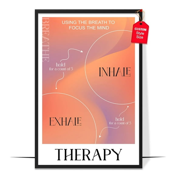 LOLUIS Aesthetic Wall Decor, Aura Energy Spiritual Gradient Trendy Print, Pink Mental Health Posters (Deep Breath Mental Health Aura Poster, Unframed 8"x12")
